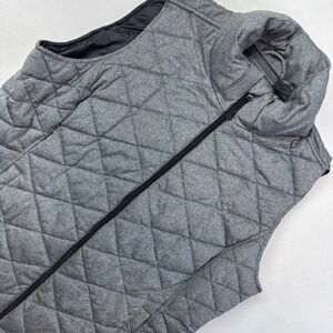 Tek Gear Womens Quilted Vest Gray Full Zip Stand Collar Size Large‎